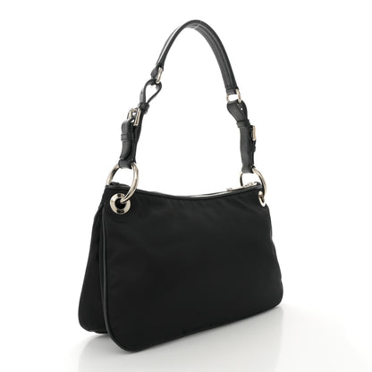 Prada Tessuto Nylon Soft Calfskin Shoulder Bag Black 3 of 9