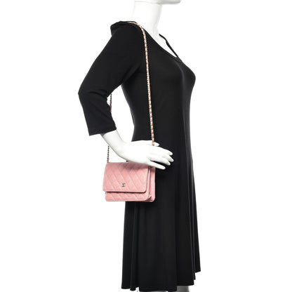 Chanel Iridescent Caviar Quilted Wallet on Chain WOC Rose Pink 2 of 12