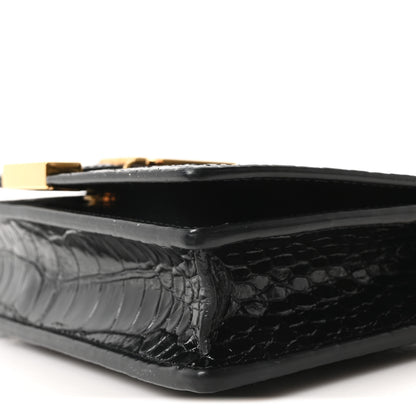 Versace Crocodile Embossed Calfskin Greca Goddess Wallet On Chain Black 9 of 9