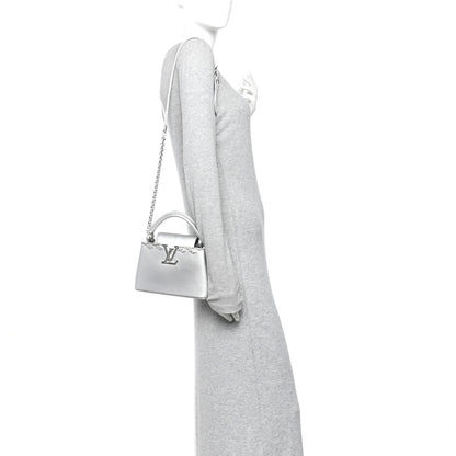 Louis Vuitton Lambskin Strass Mini Capucines  Silver 2 of 9