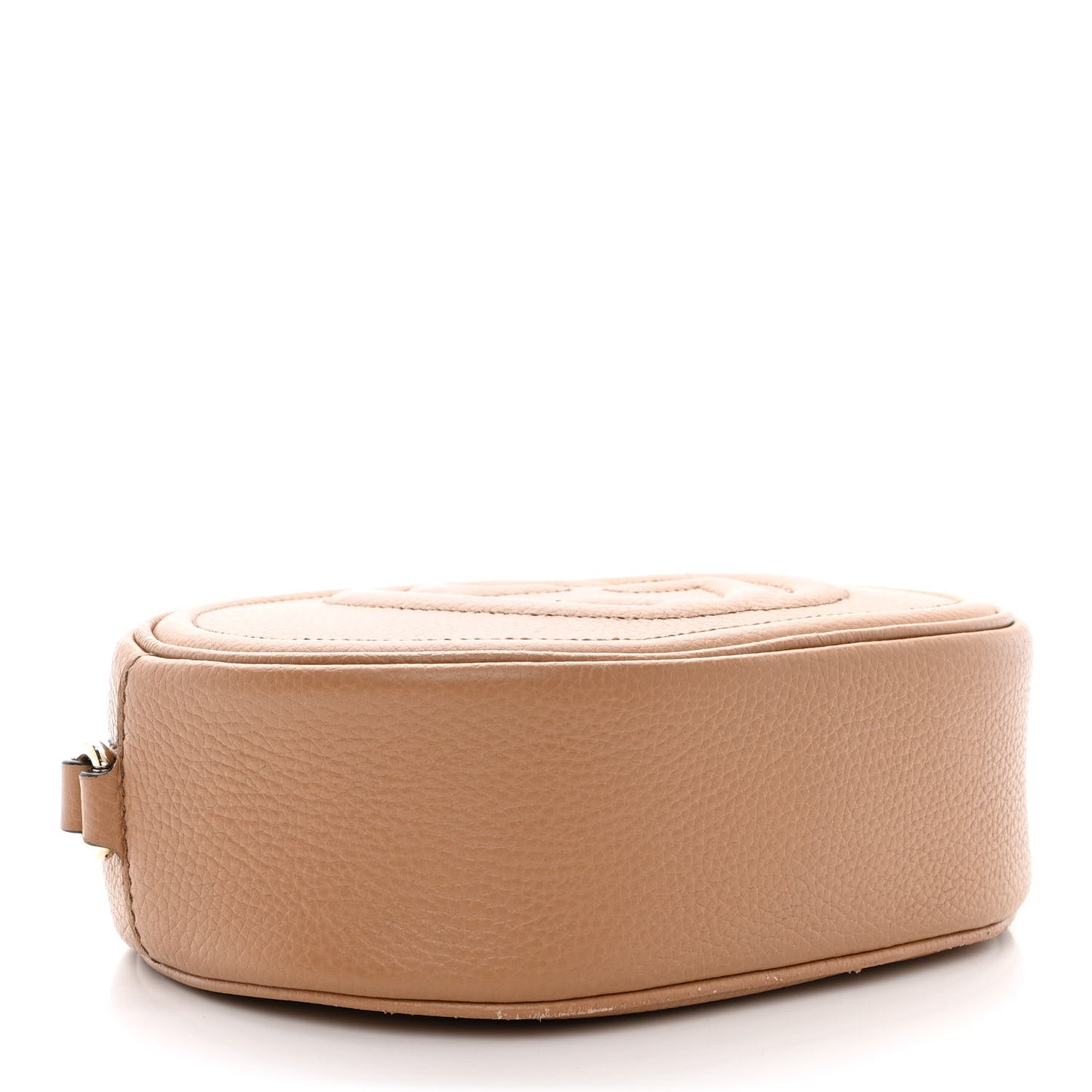Pebbled Calfskin Oval Soho Shoulder Bag Beige Camelia