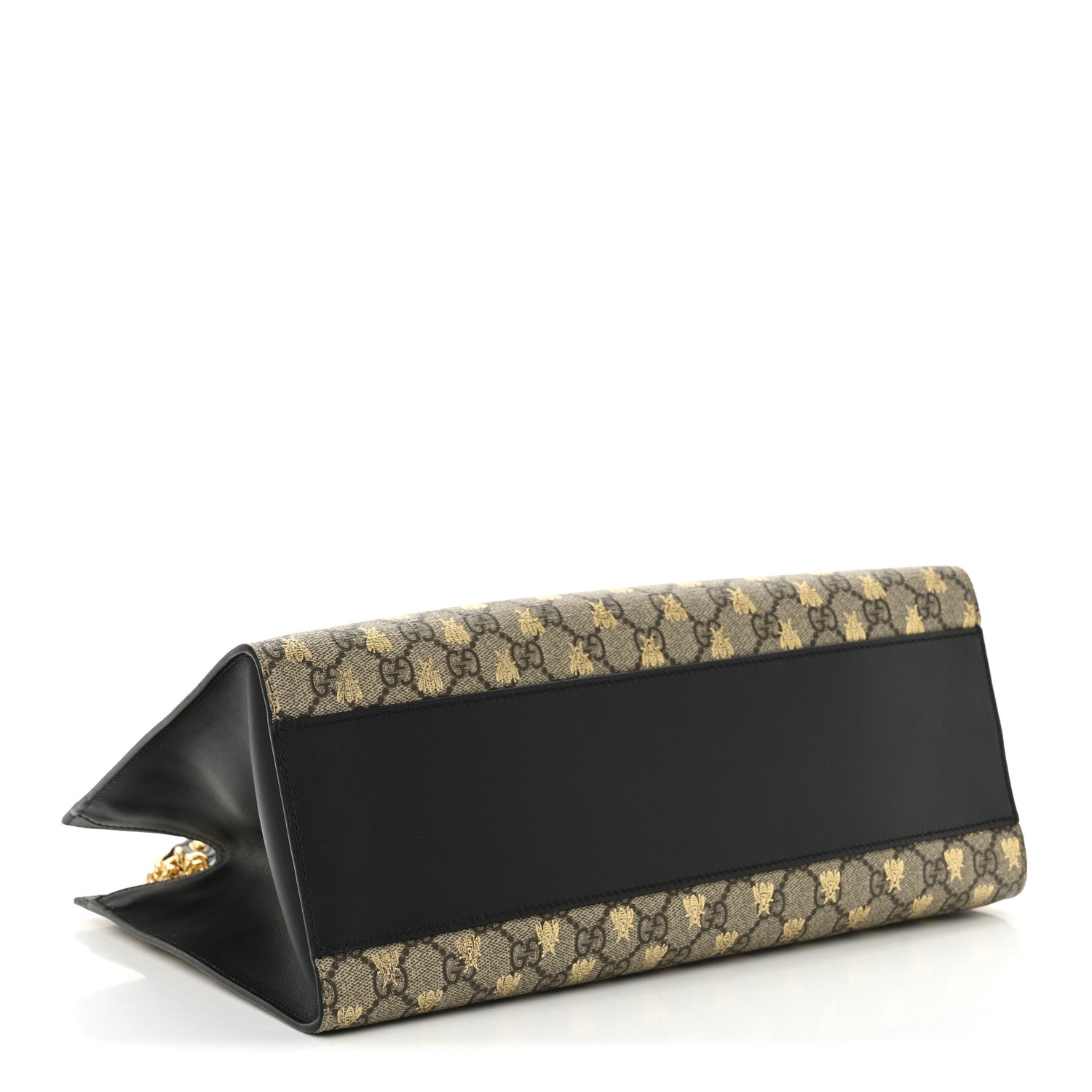 Gucci GG Supreme Monogram Bees Medium Padlock Tote Beige Oro Black 4 of 11