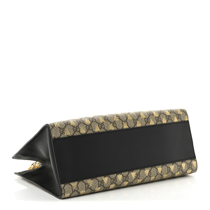 Gucci GG Supreme Monogram Bees Medium Padlock Tote Beige Oro Black 4 of 11