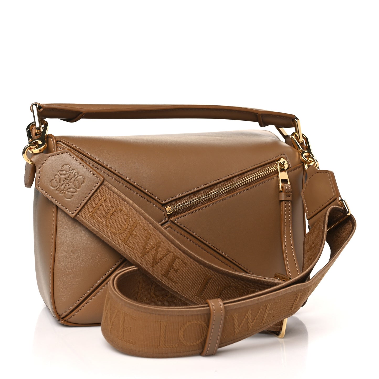 Satin Calfskin Small Puzzle Bag Oak