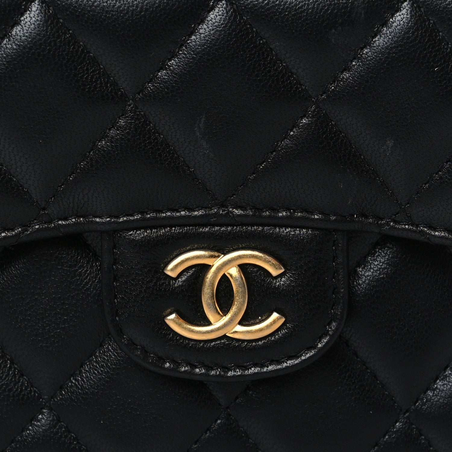Chanel Lambskin Quilted Top Handle Flap Coin Purse With Chain Black 9 of 12
