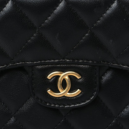 Chanel Lambskin Quilted Top Handle Flap Coin Purse With Chain Black 9 of 12