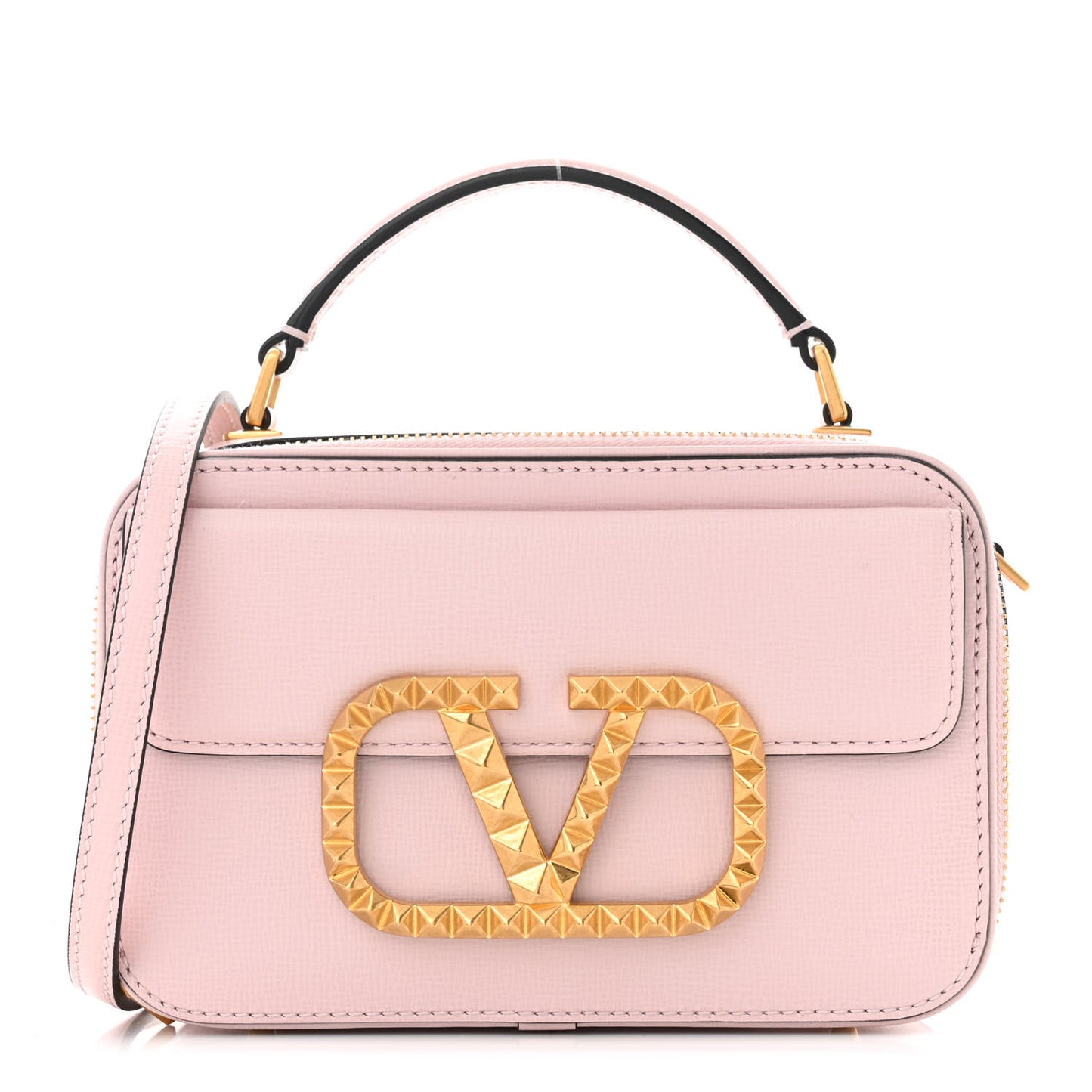 Grainy Calfskin Rockstud Alcove Top-Handle Crossbody Bag Rose Quartz