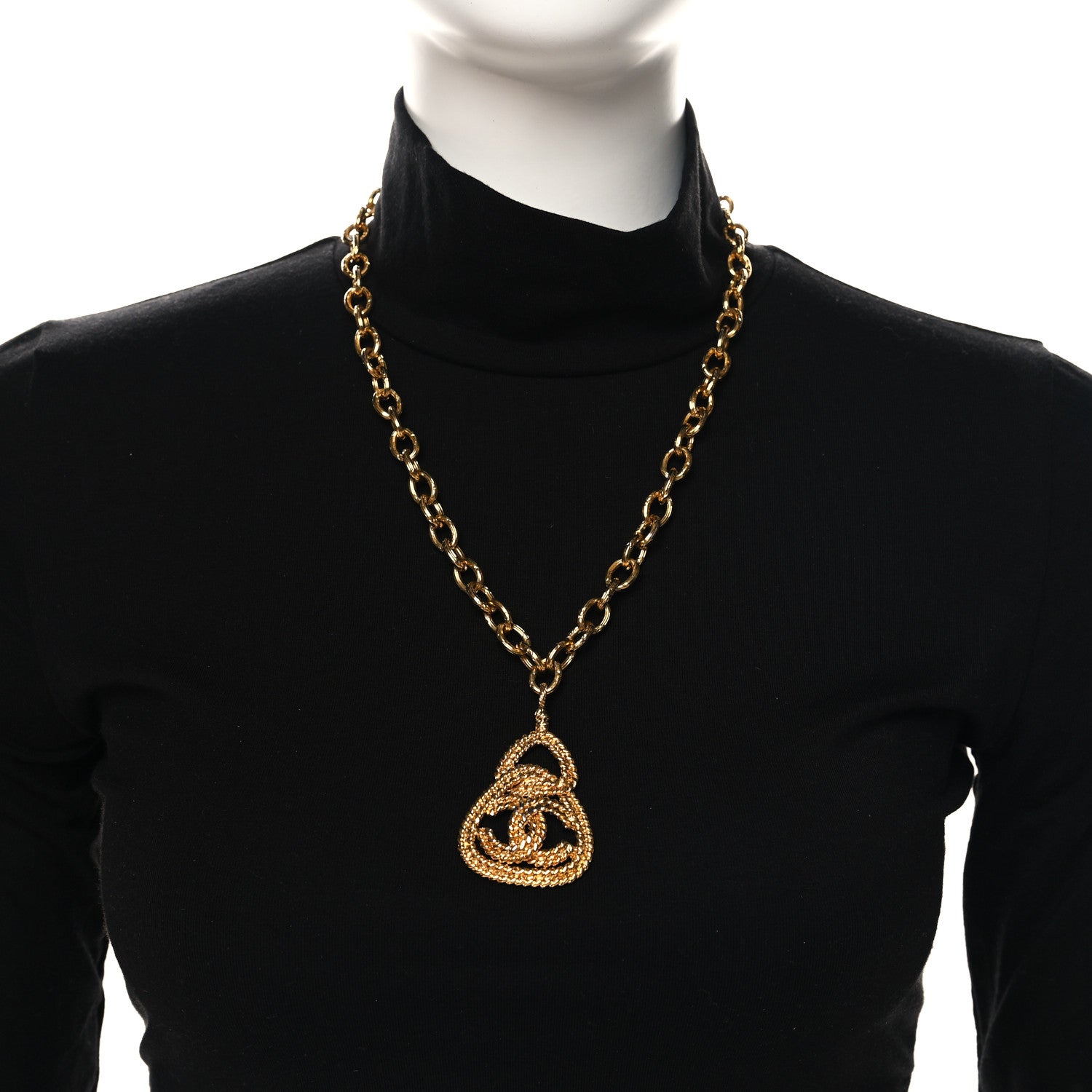 Chanel Metal CC Chain Pendant Necklace Gold 2 of 4