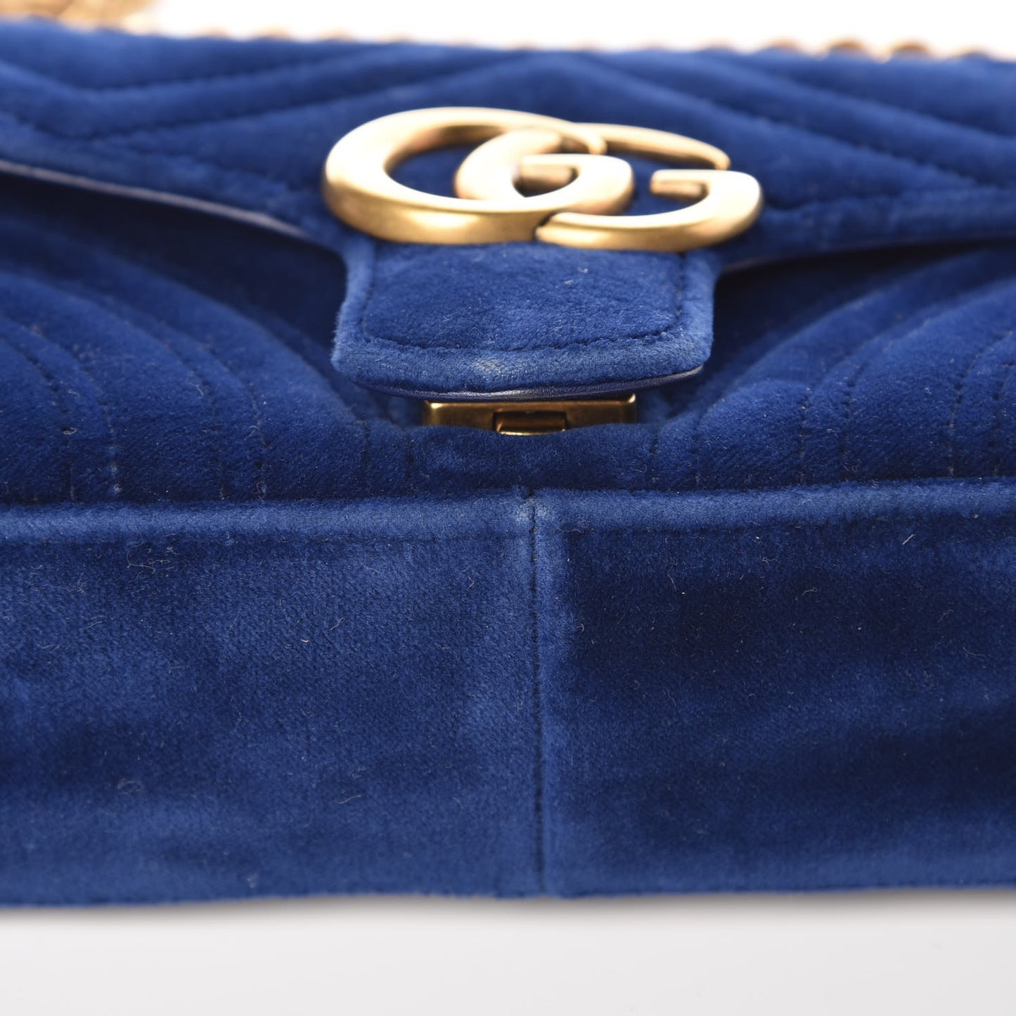 Velvet Matelasse Mini GG Marmont Shoulder Bag Cobalt Blue