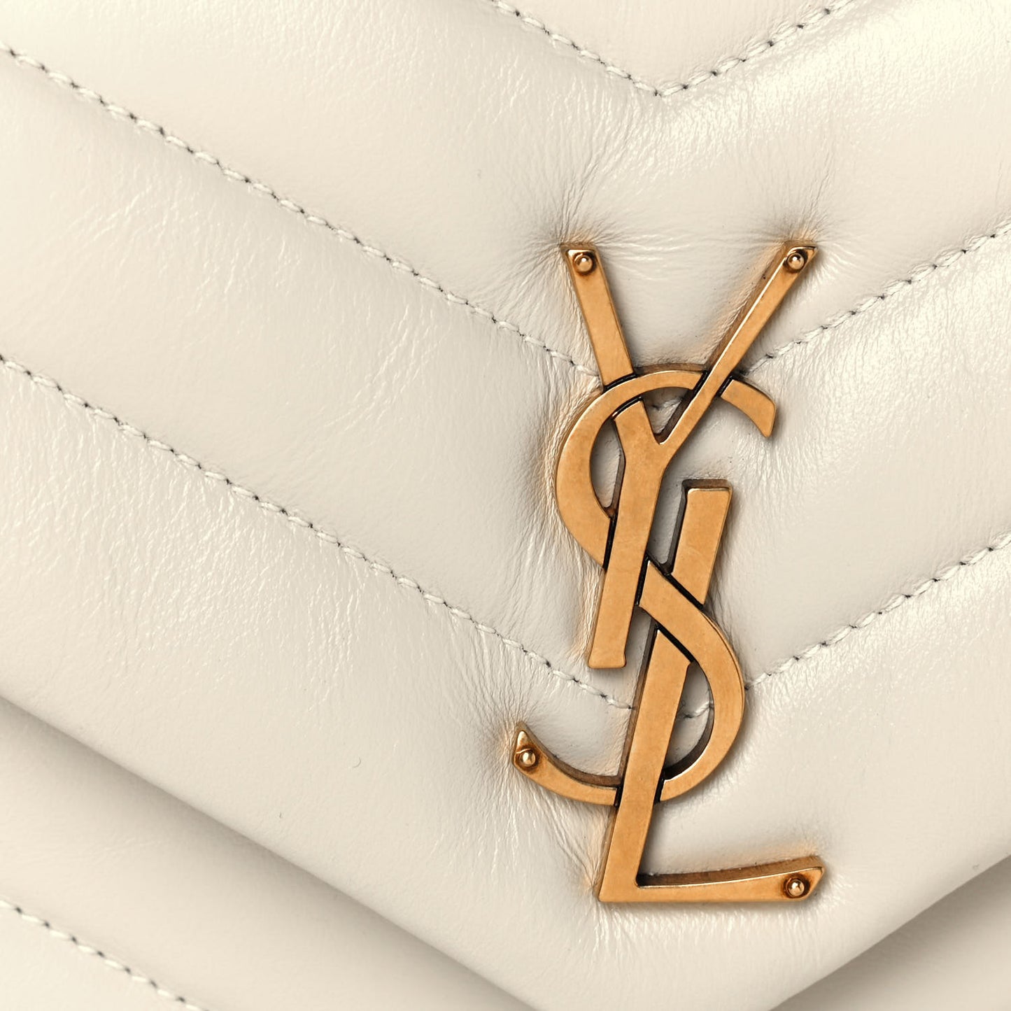 Calfskin Y Quilted Monogram Small Loulou Chain Satchel Ivory