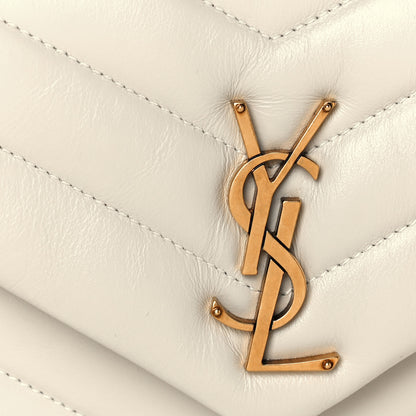 Saint Laurent Calfskin Y Quilted Monogram Small Loulou Chain Satchel Ivory 12 of 12