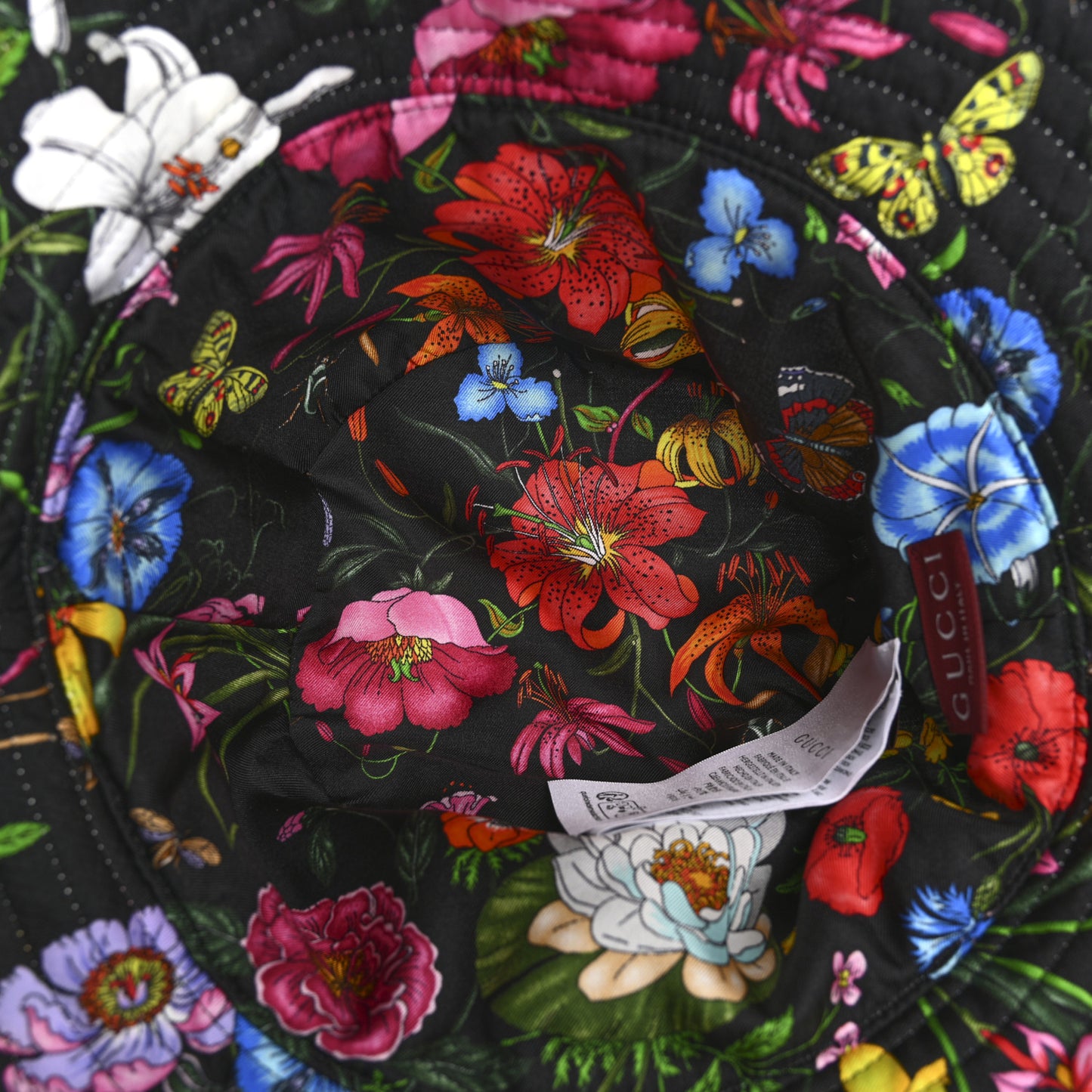 Printed Silk Flora Reversible Bucket Hat 58 Multicolor