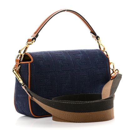 Fendi Denim Vitello King FF Embroidered Baguette Blue Cuoio 3 of 9