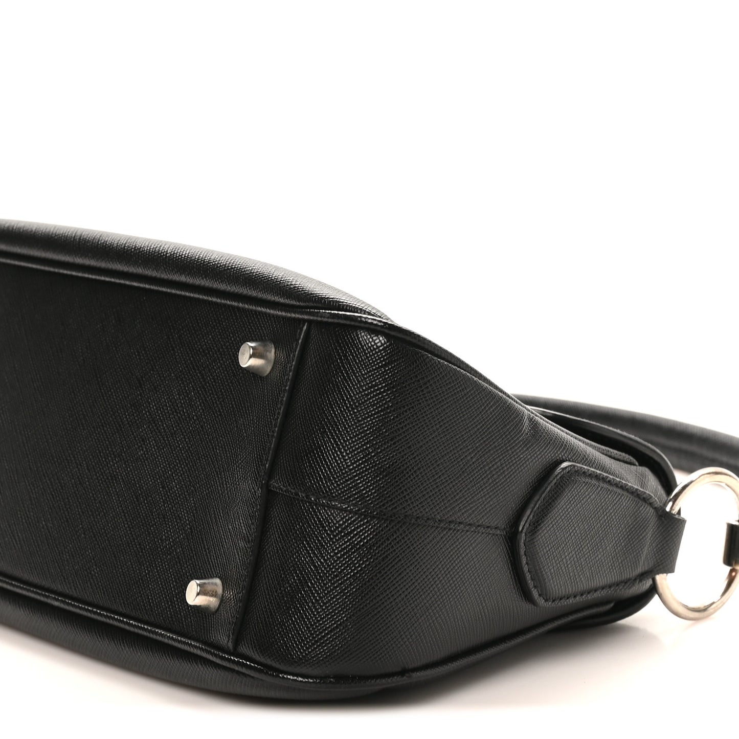 Saffiano Lux Pushlock Shoulder Bag Black