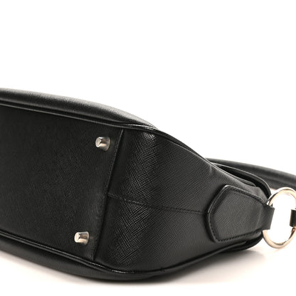 Prada Saffiano Lux Pushlock Shoulder Bag Black 9 of 9