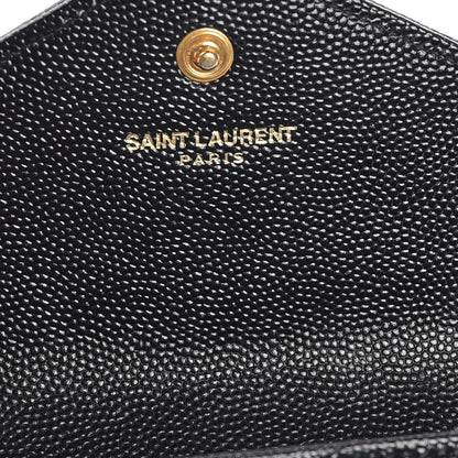 Saint Laurent Grain De Poudre Matelasse Chevron Small Monogram Envelope Wallet Black 6 of 7