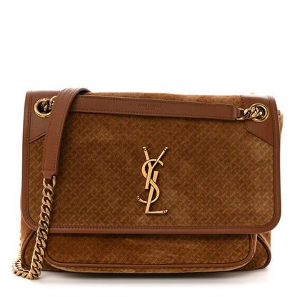 Saint Laurent Suede Monogram Medium Niki Chain Satchel Brun Clair Brun Fonce 1 of 11