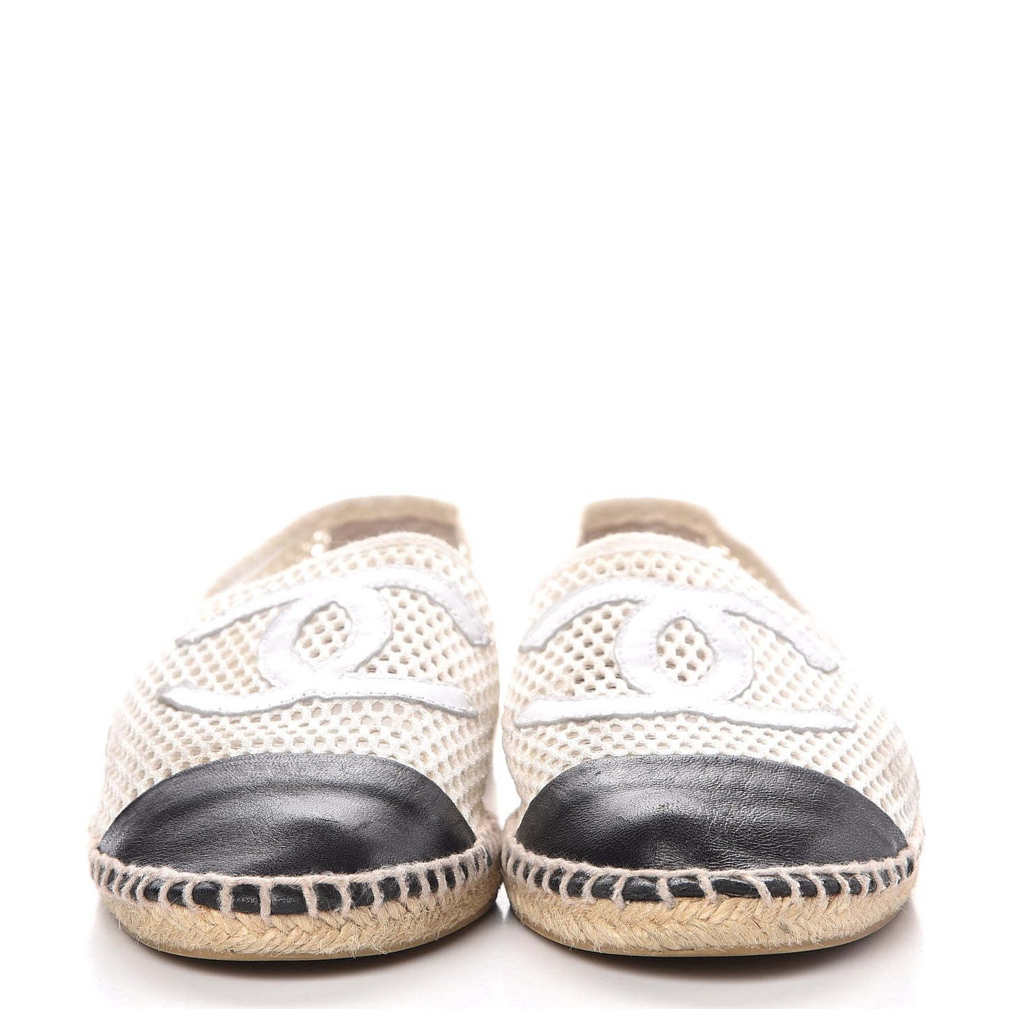 Mesh Lambskin Espadrilles 42 White Black