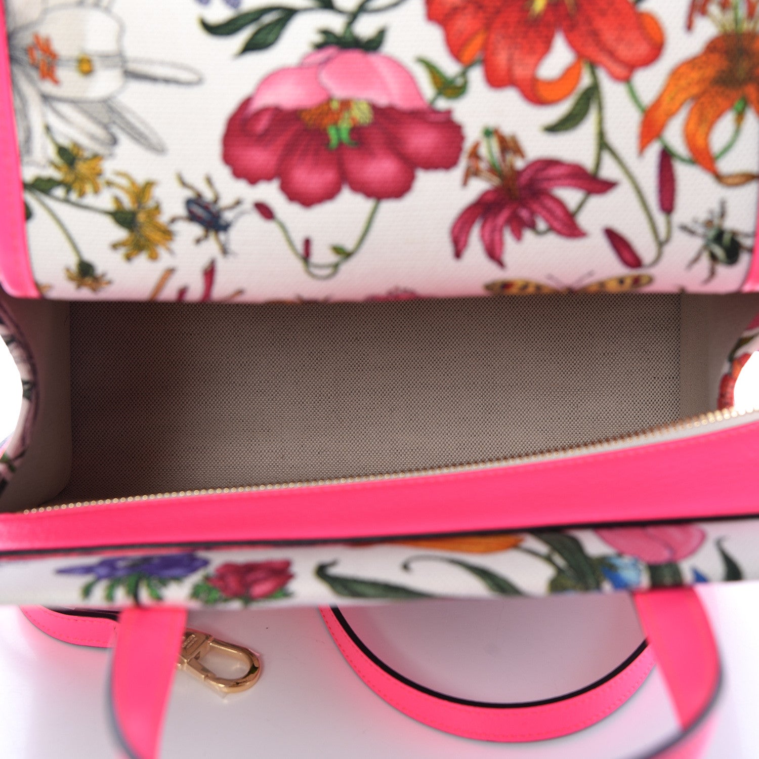 Gucci Canvas Medium Flora Tote Fuchsia 5 of 10