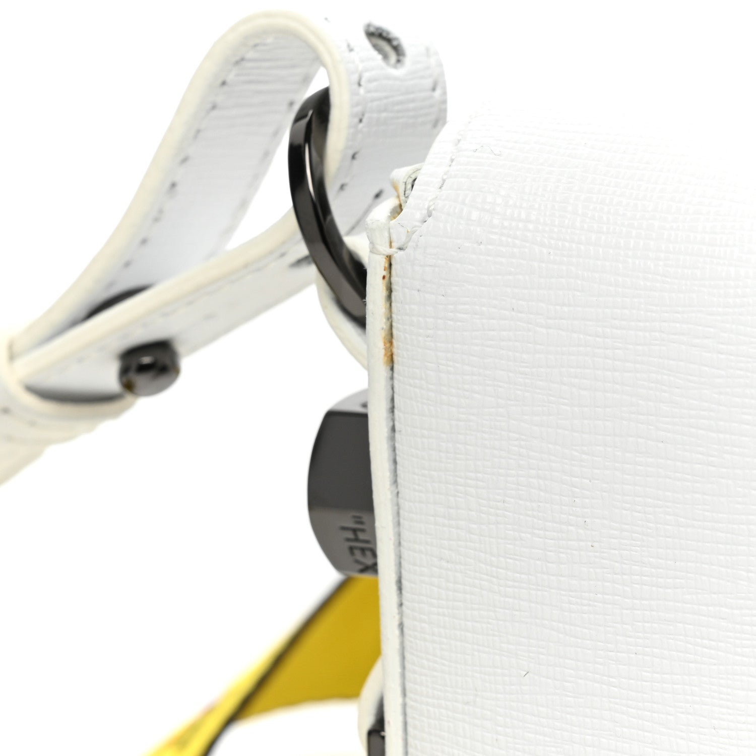 Off-White Saffiano Striped Mini Diag Binder Clip Bag White Black Yellow 11 of 11