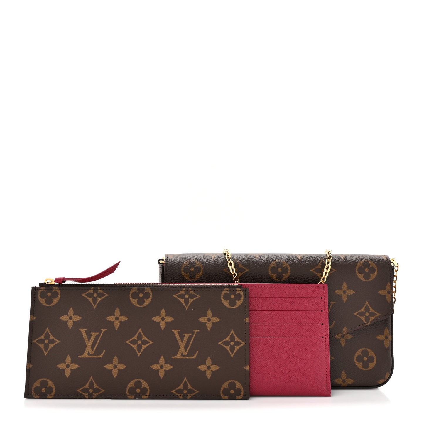 Monogram Pochette Felicie Chain Wallet Fuchsia