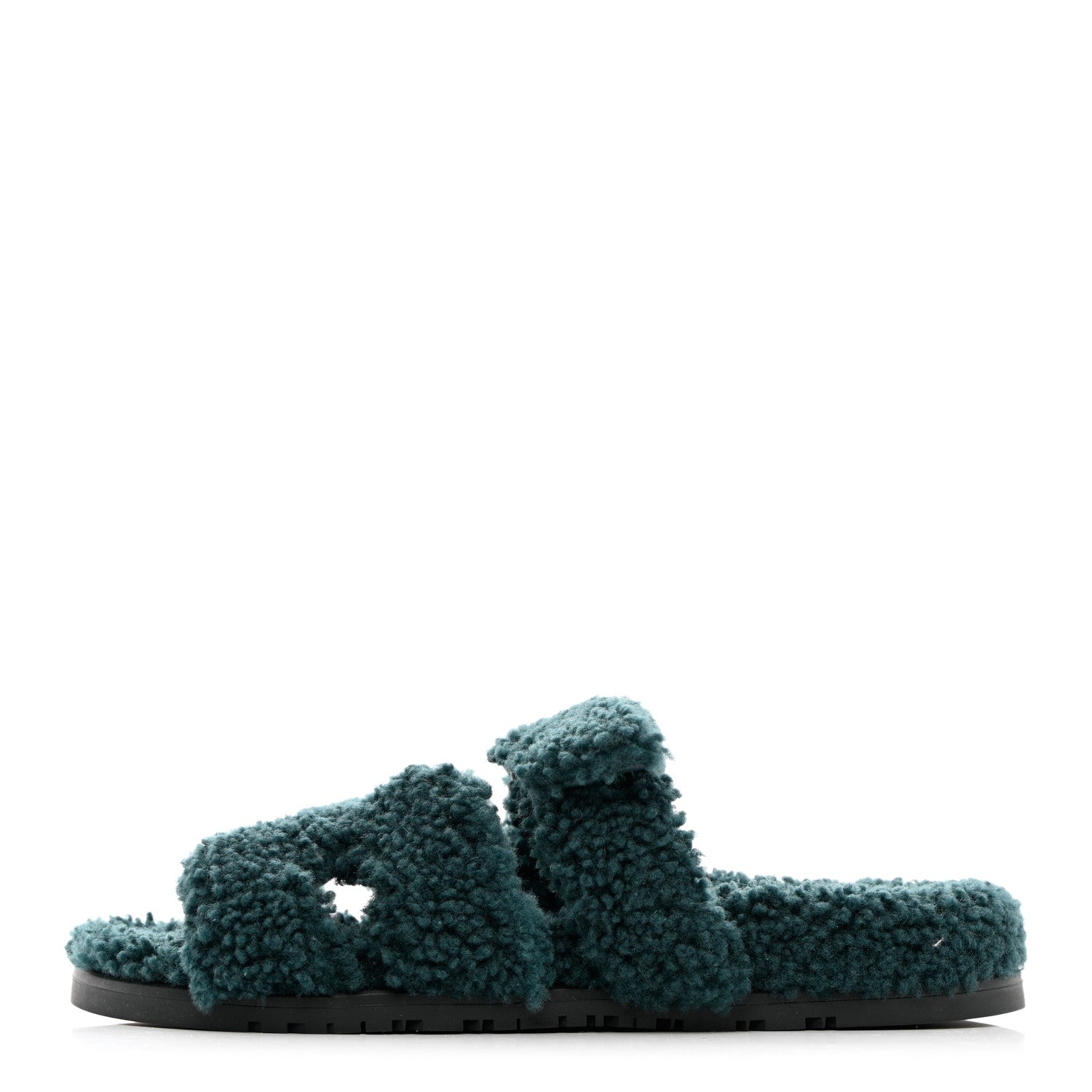 Hermes Woolskin Womens Chypre Sandals 38 Vert Anglais 1 of 10