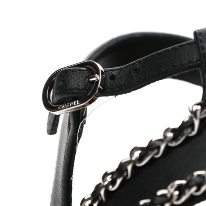 Chanel Lambskin Chain Wedge Sandals 38 Black 16 of 17