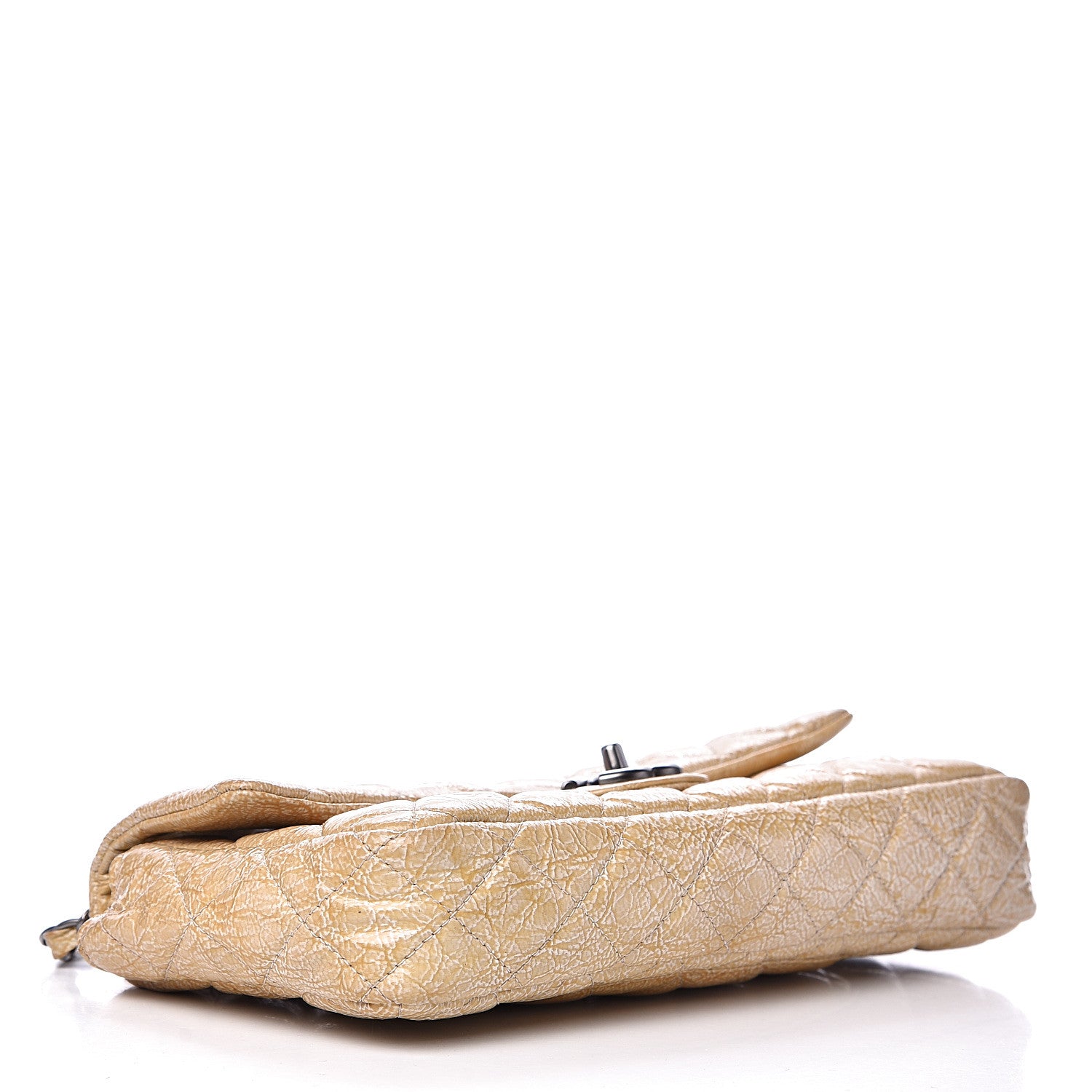 Chanel Crinkled Patent Calfskin Quilted East West Flap Light Beige 3 of 12