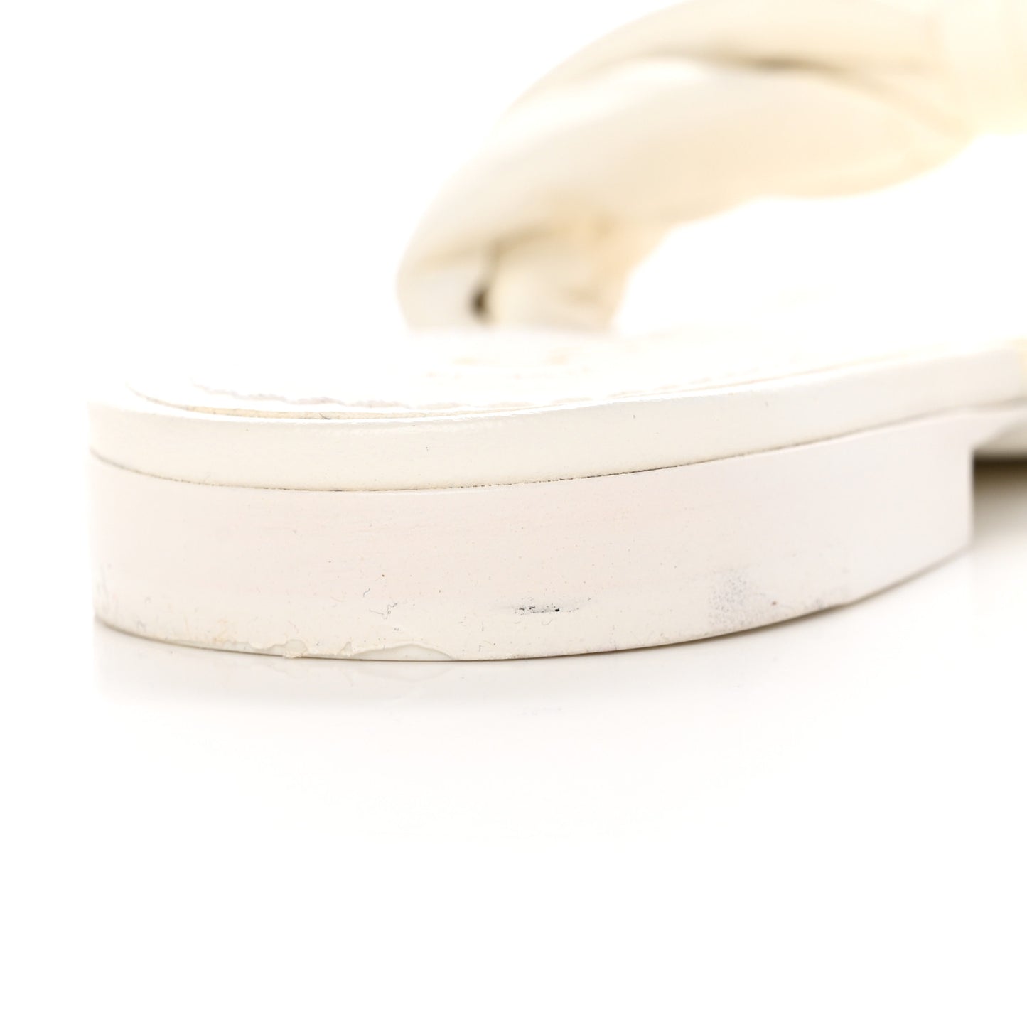 Lambskin Chain CC Thong Sandals 35 White