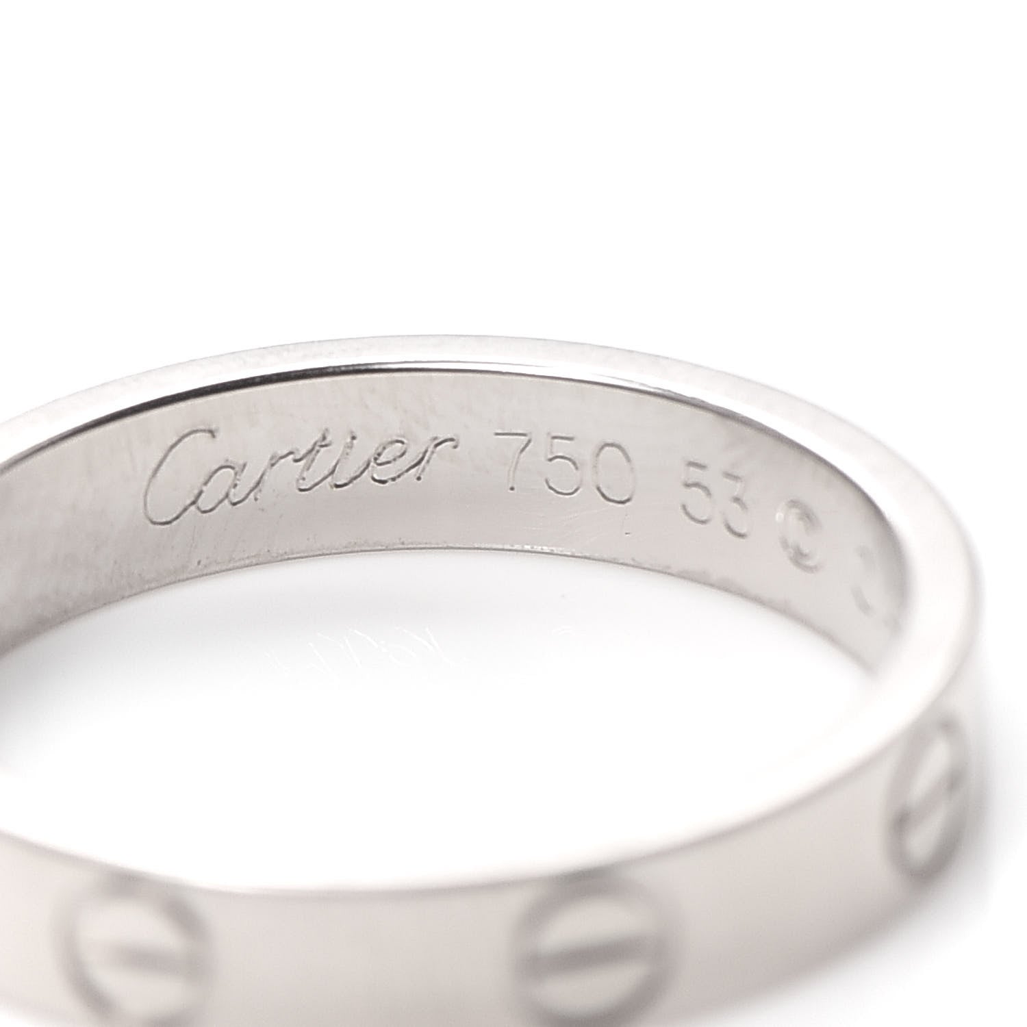 Cartier 18K White Gold 3.5mm LOVE Wedding Band Ring 53 6.25 4 of 5