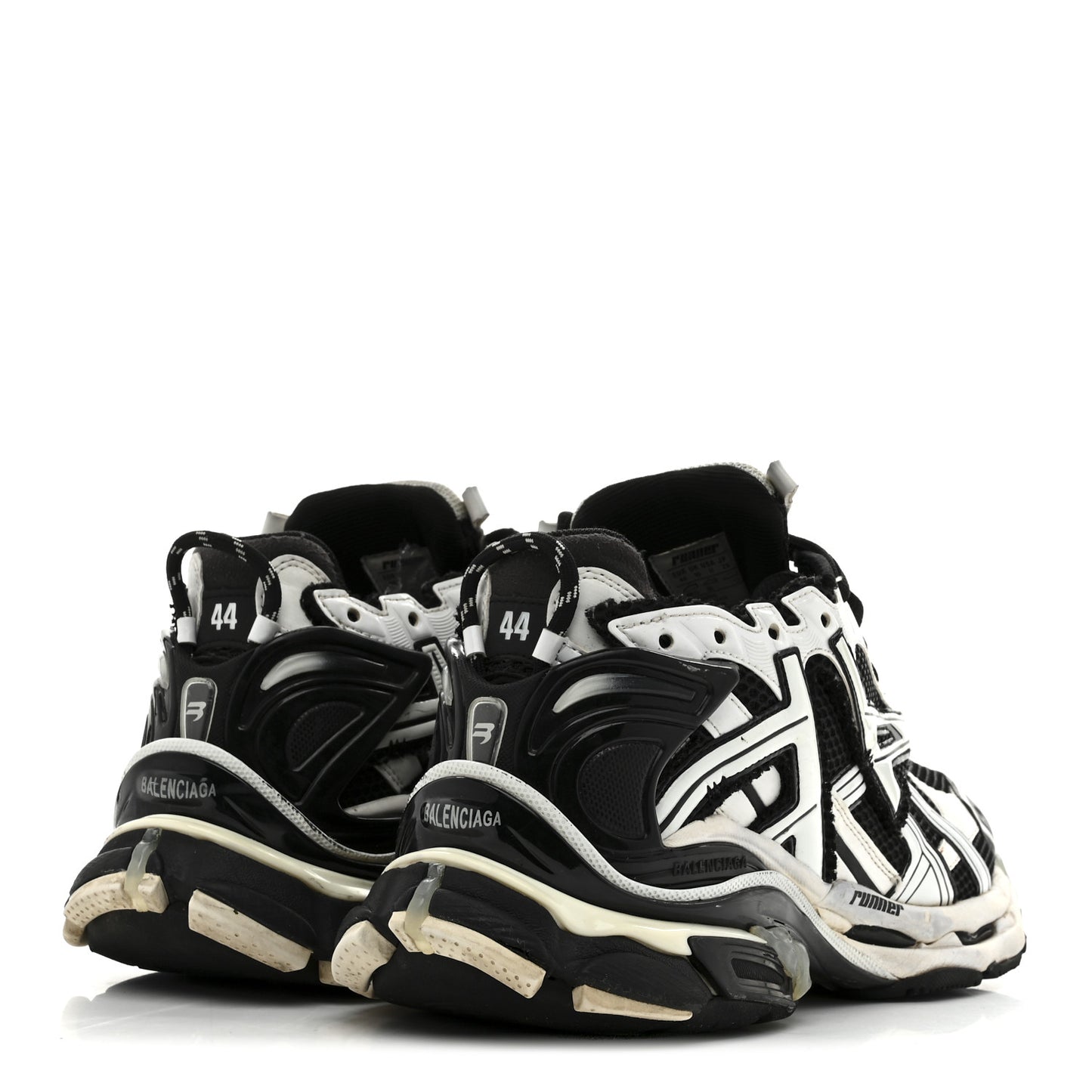 Mesh Rubber Bi-Color Mens Runner Sneakers 44 White Black