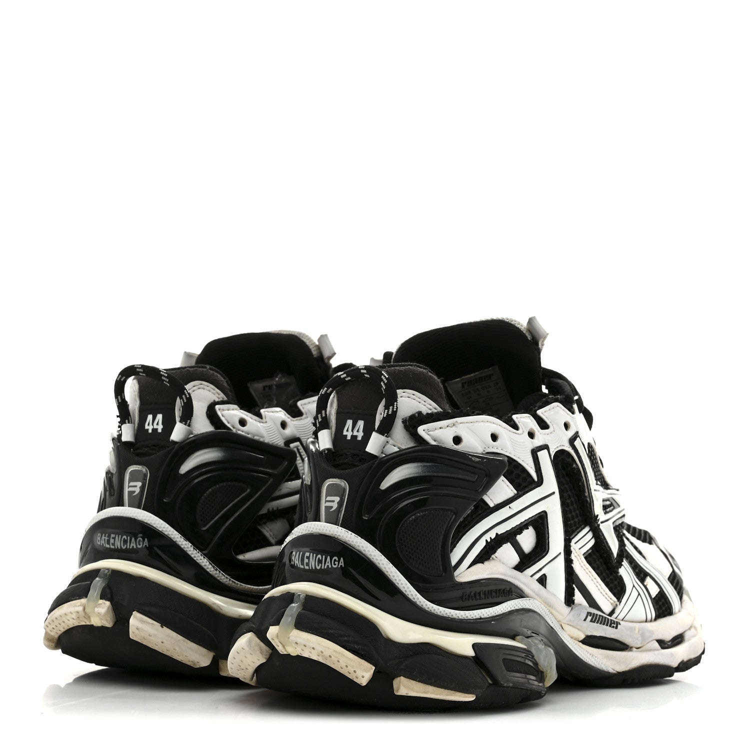 Balenciaga Mesh Rubber Bi-Color Mens Runner Sneakers 44 White Black 5 of 8