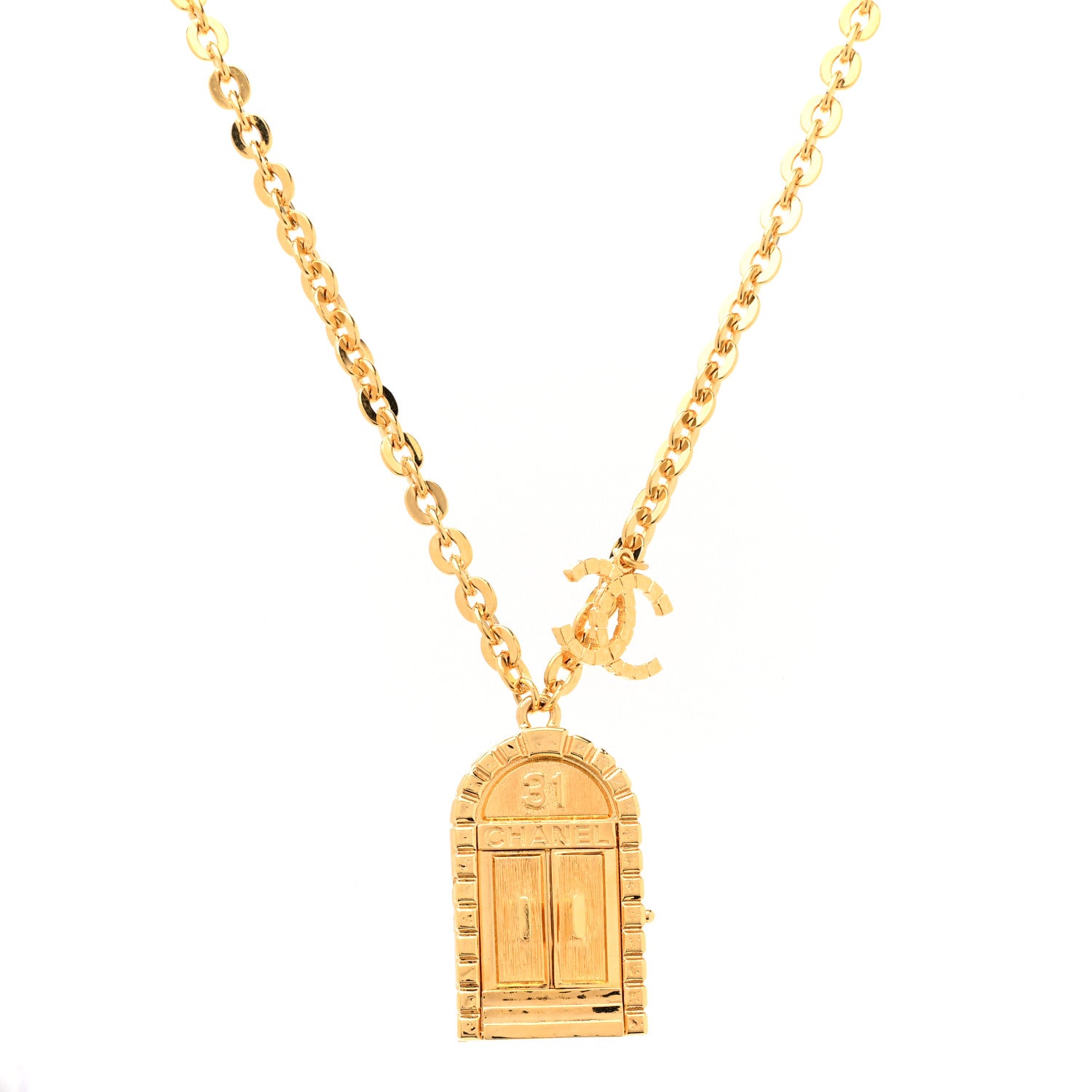 Chanel Metal 31 Rue Cambon Door Long Necklace Gold 1 of 8