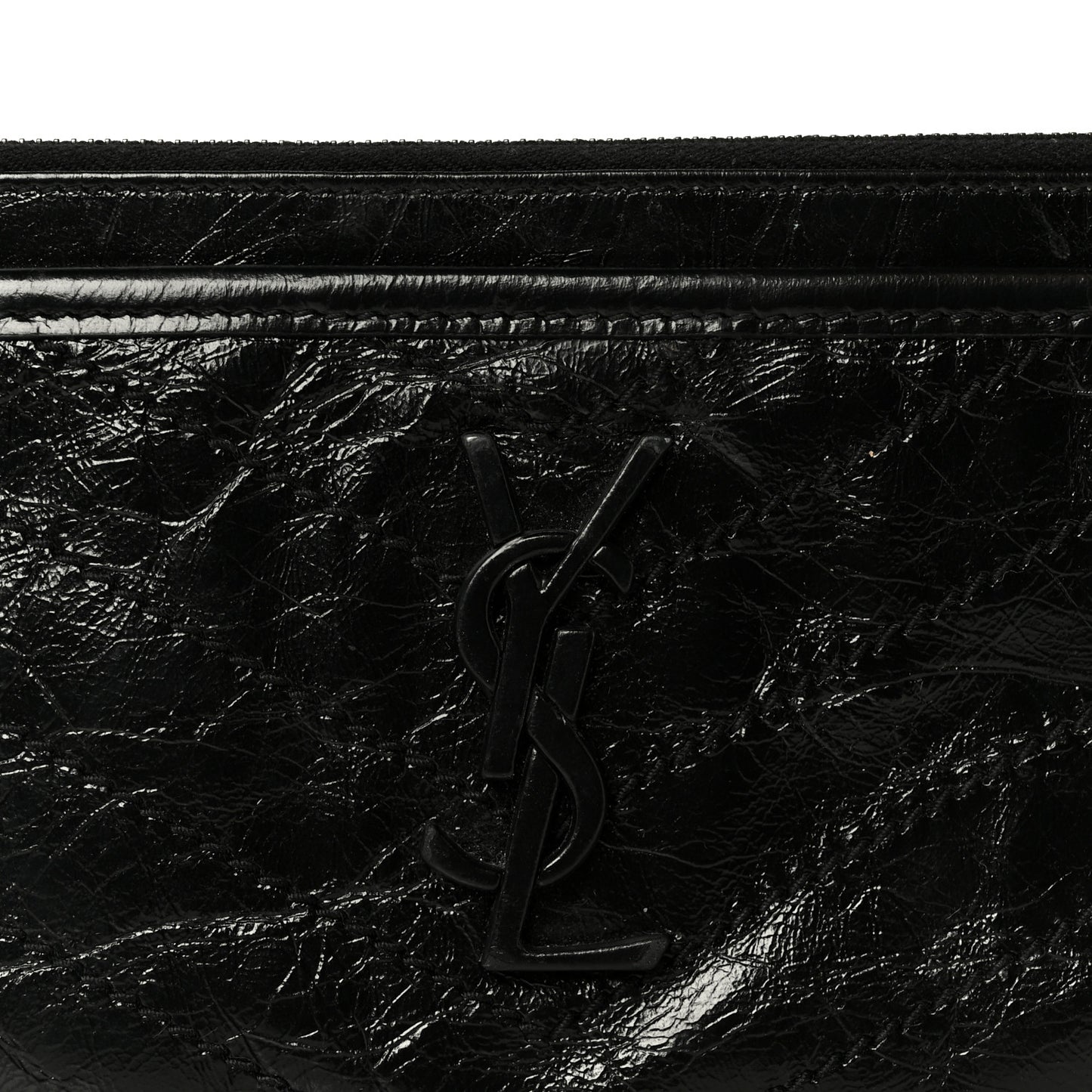 Crinkled Calfskin Matelasse Monogram Niki Bill Pouch Black
