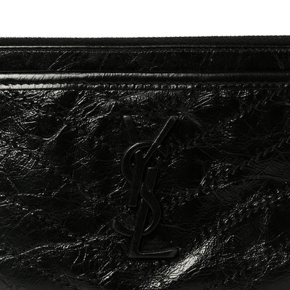 Saint Laurent Crinkled Calfskin Matelasse Monogram Niki Bill Pouch Black 8 of 8