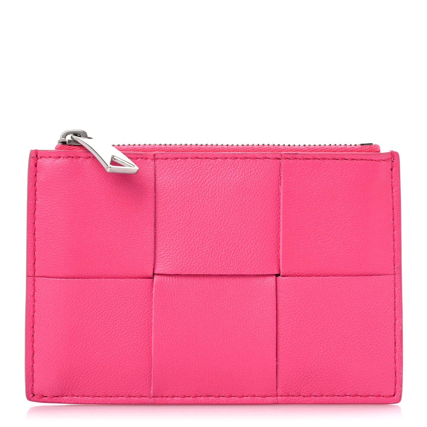 Nappa Maxi Intreccio Zipped Card Case Pink