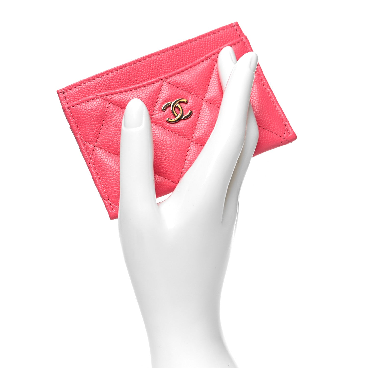 Chanel Caviar Quilted Card Holder Pink 2 of 9