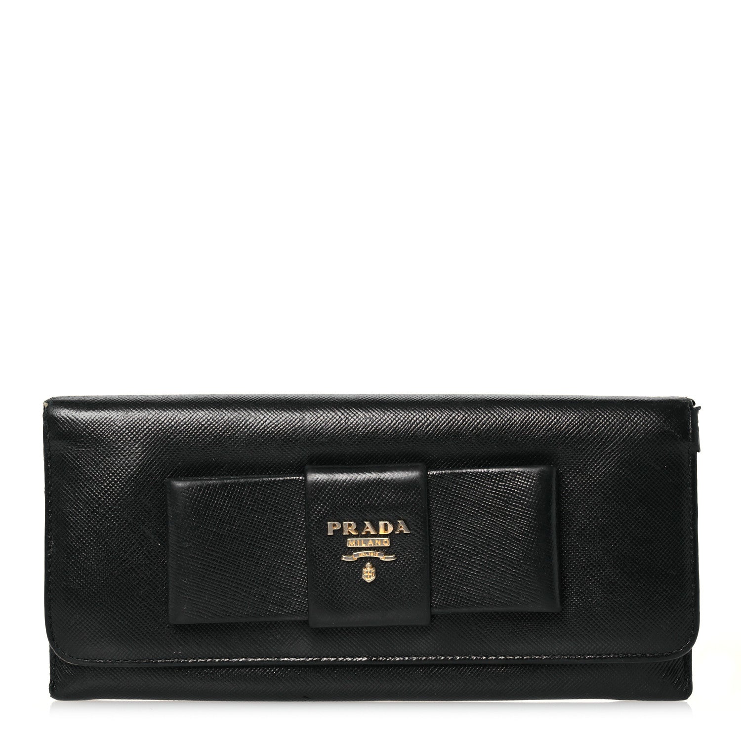 Prada Saffiano Bow Continental Wallet Black 1 of 15