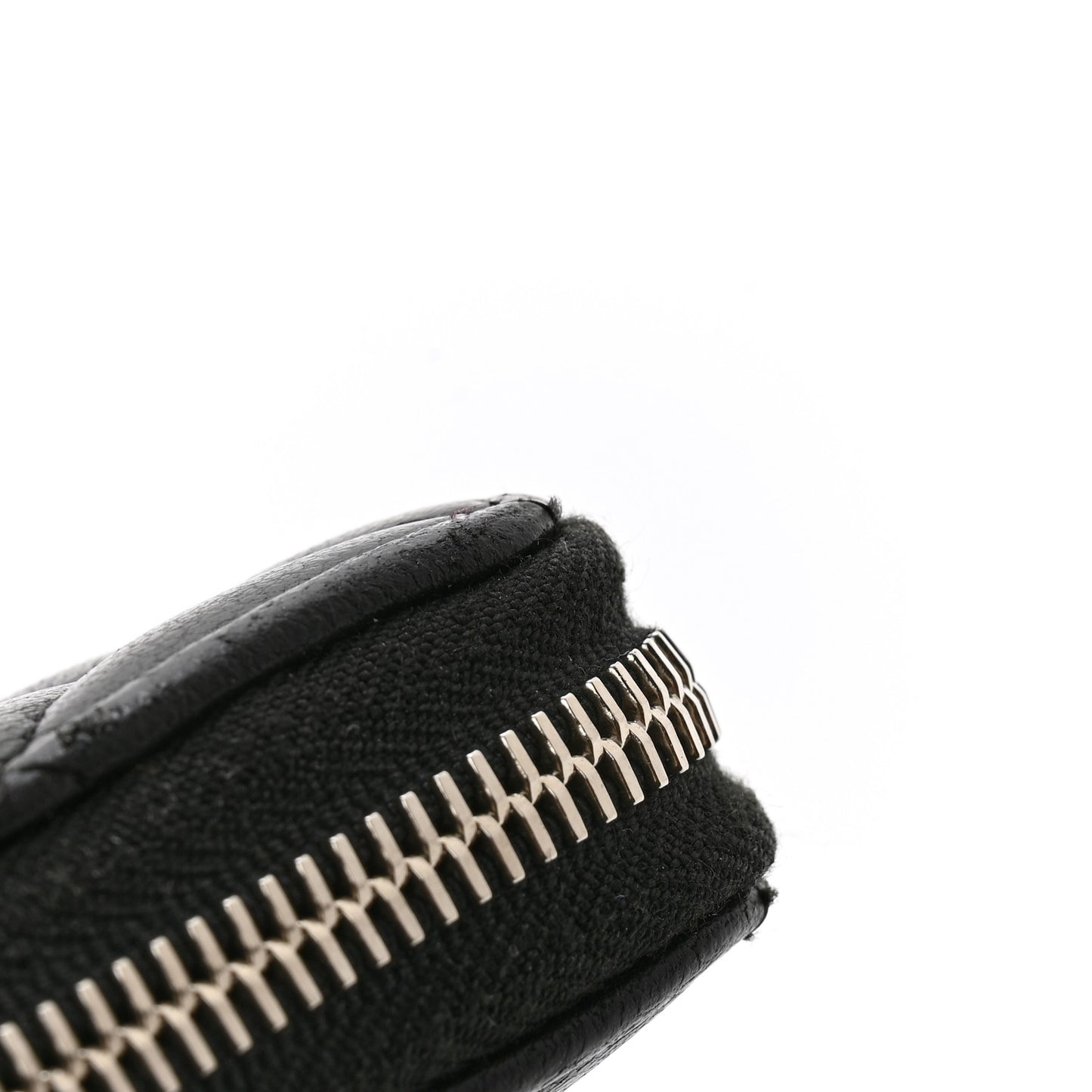 Lambskin Quilted Large Gusset Zip Around Wallet Black