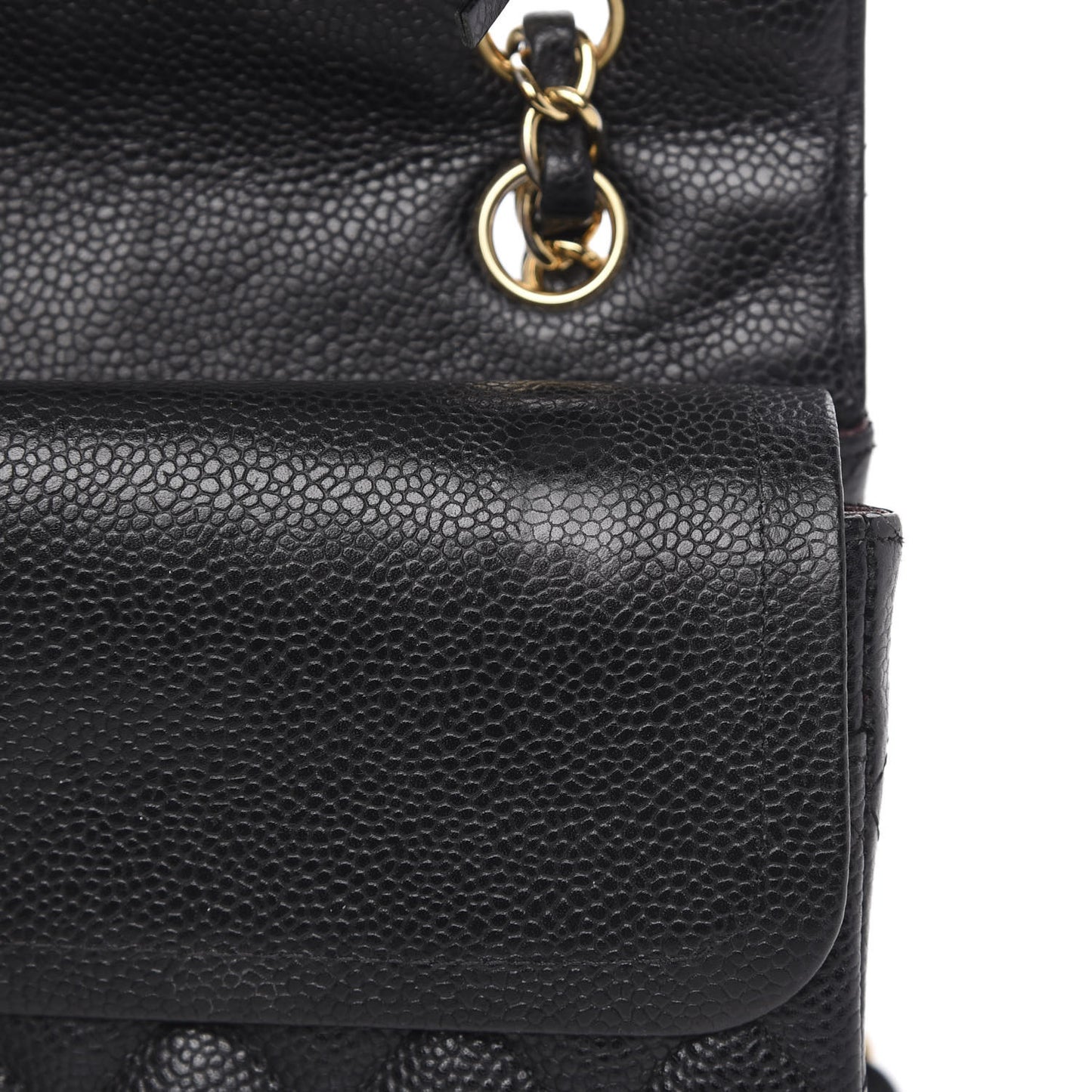 Caviar Quilted Medium Double Flap Black