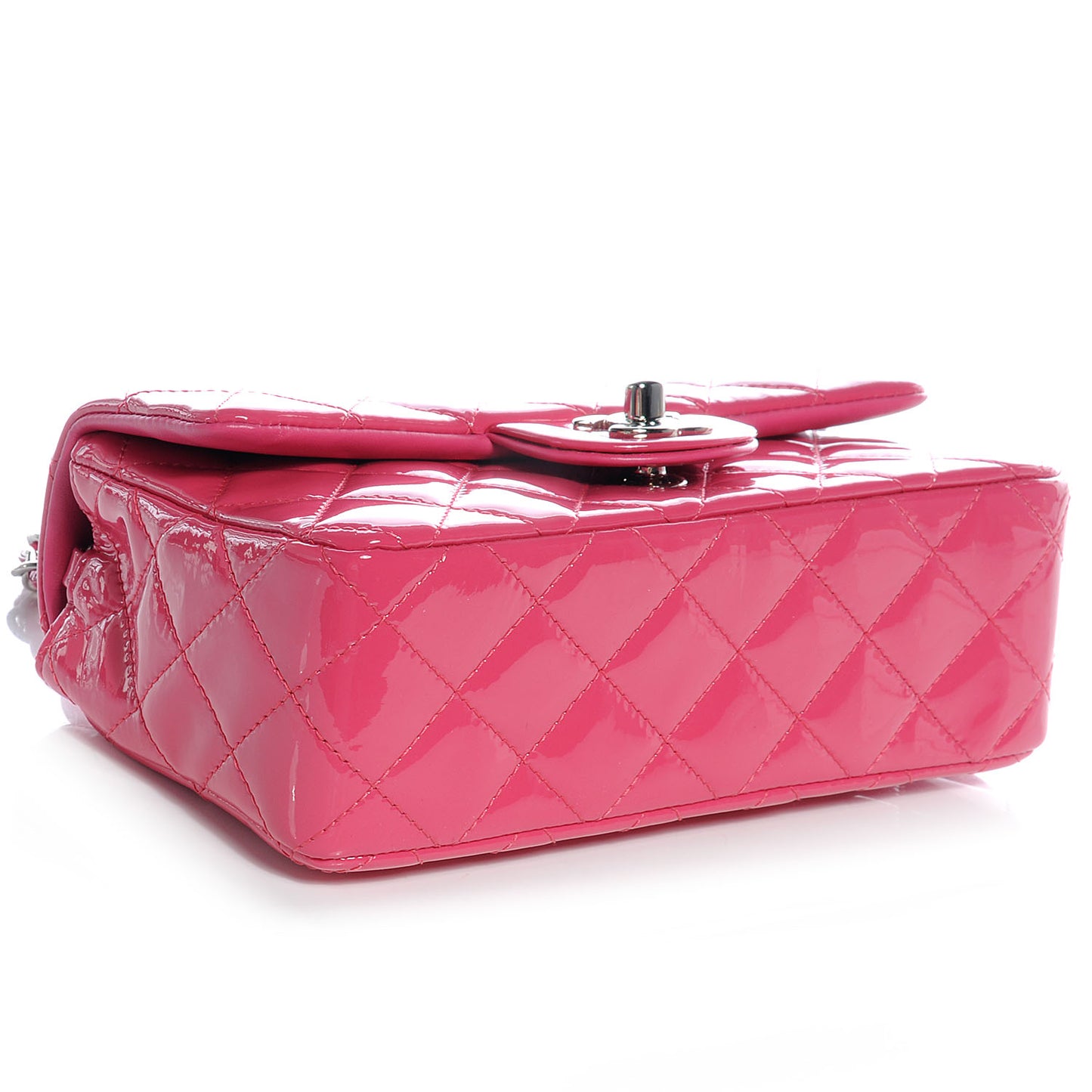 Patent Quilted Mini Flap Fuchsia