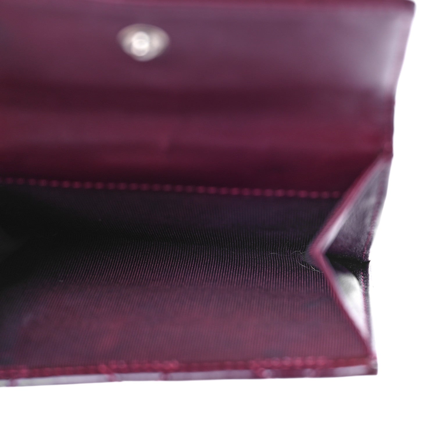Chanel Patent Quilted Compact French Flap Wallet Dark Red 6 of 12