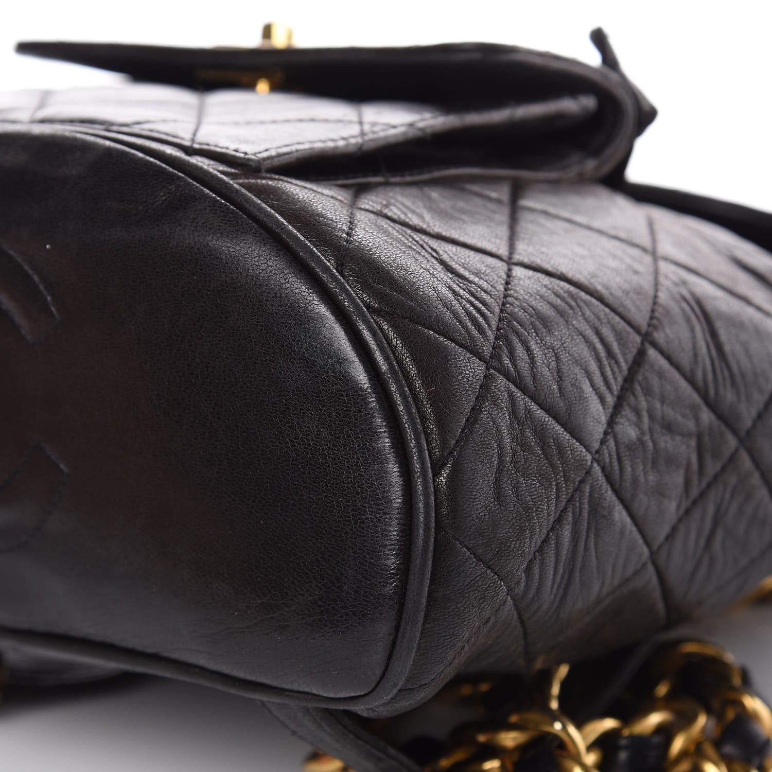 Chanel Lambskin Quilted Drawstring Backpack Black 10 of 18