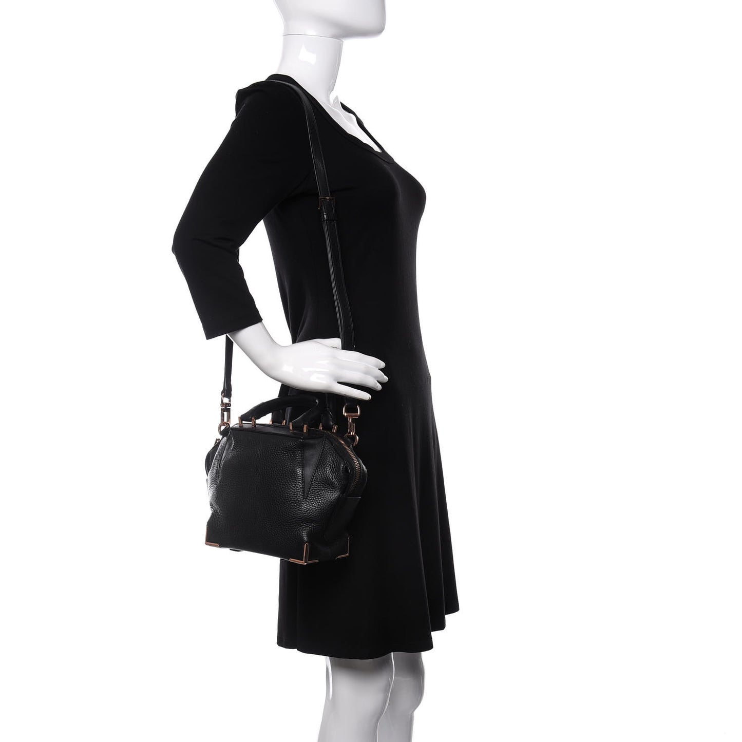 Pebbled Calfskin Mini Emile Black Rose Gold Hardware