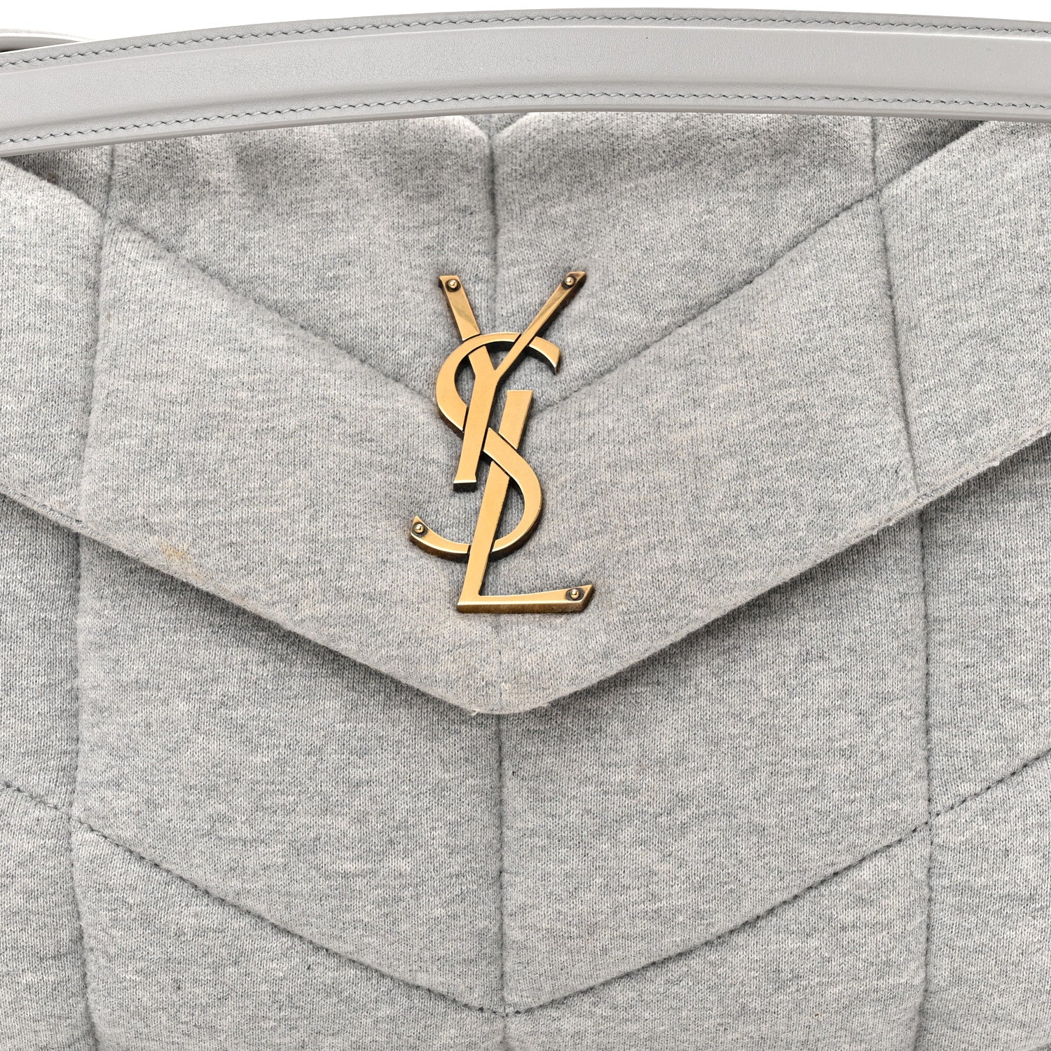 Saint Laurent Jersey Quilted Medium Loulou Puffer Monogram Chain Satchel Grey Cloud 8 of 10