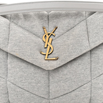 Saint Laurent Jersey Quilted Medium Loulou Puffer Monogram Chain Satchel Grey Cloud 8 of 10