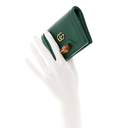 Gucci Wonka Grain Calfskin Diana Card Case Wallet Emerald 2 of 10