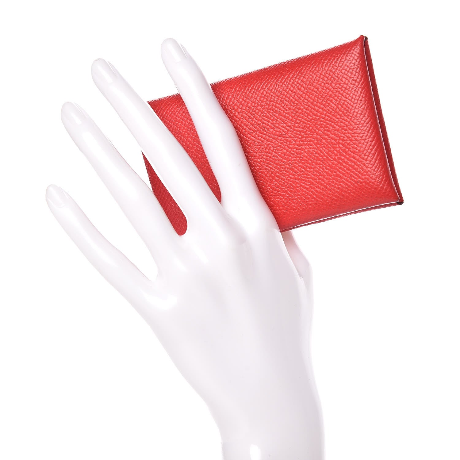 Hermes Epsom Calvi Card Case Rouge Casaque 2 of 11