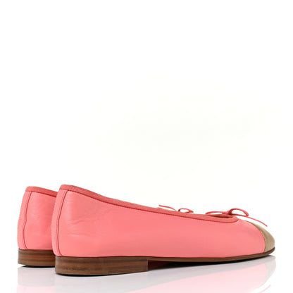 Chanel Calfskin Cap Toe Ballerina Flats 40 Pink Gold 4 of 10