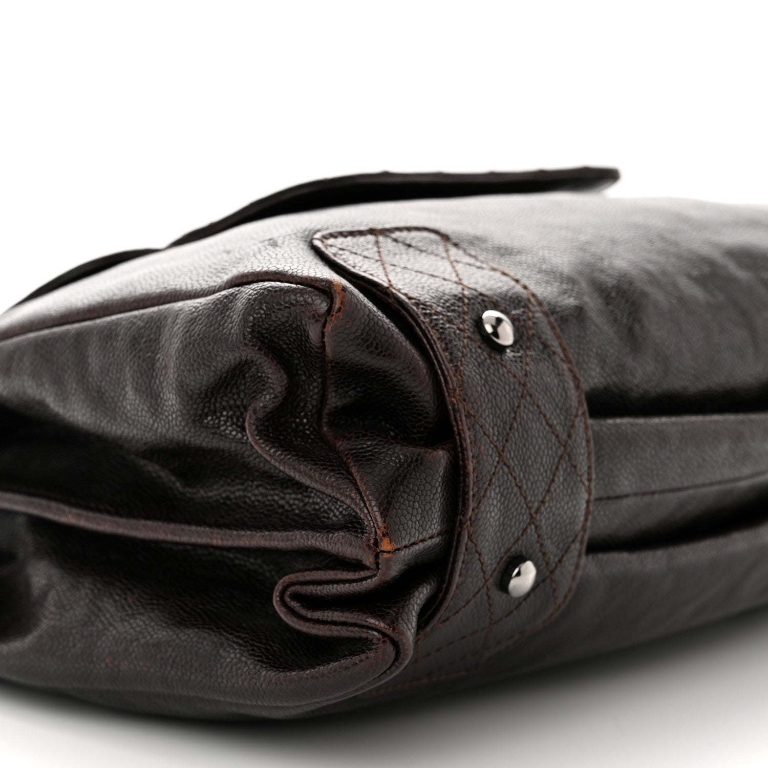 Chanel Glazed Caviar Pocket In The City Tote Dark Brown 10 of 12